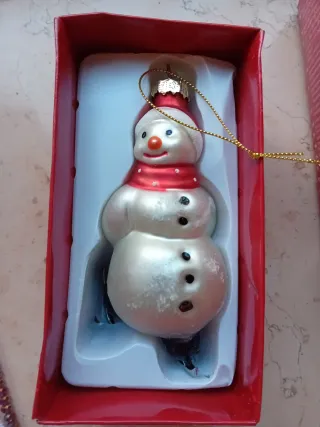Decorazioni natale Pupazzo Neve Vetro 3pz