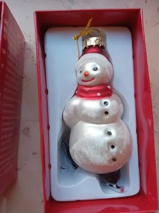 Decorazioni natale Pupazzo Neve Vetro 3pz