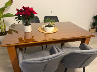 Mesa extensible comedor madera y cristal