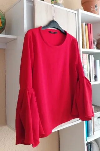 Jersey Zara Rojo Manga Campana