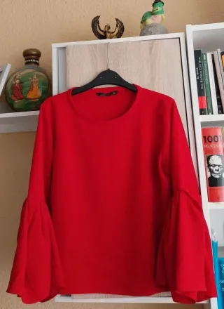 Jersey Zara Rojo Manga Campana