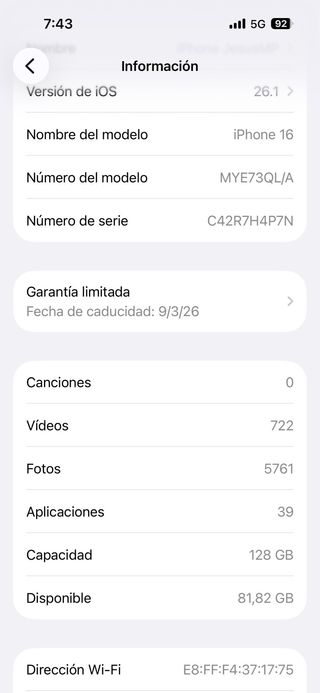 Iphone 16 de 128gbs. Con garantia.
