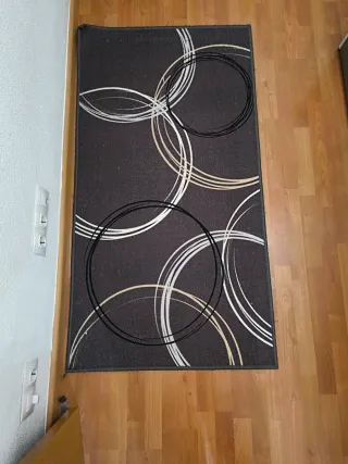 Alfombra moderna círculos gris y blanco