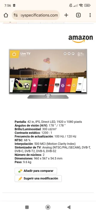 Televisor LG 42 Negro