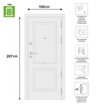 PUERTA BLINDADA ROBLE 2C - ROBLE LISO