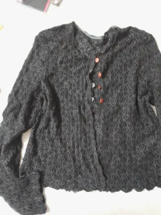 Vintage Lana Cardigan Nero Rosso