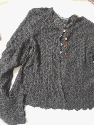 Vintage Lana Cardigan Nero Rosso