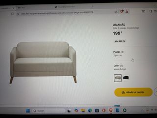 Sofá 2 plazas Ikea beige tela