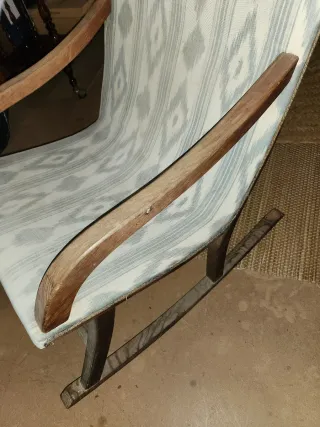 Mecedora antigua tela y madera