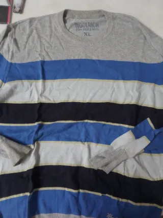 Maglione Woolrich XL righe blu grigio