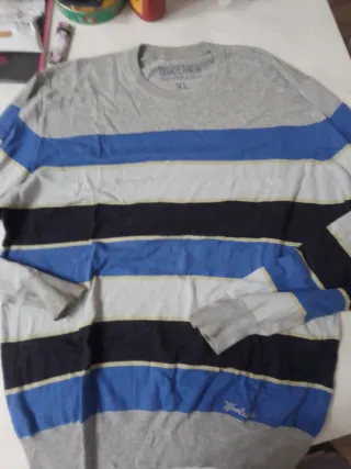 Maglione Woolrich XL righe blu grigio
