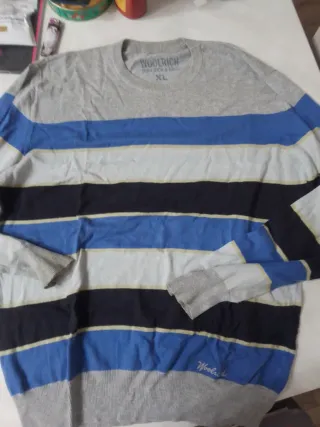 Maglione Woolrich XL righe blu grigio