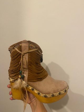 Botin boho chic plataforma talla 37 marron