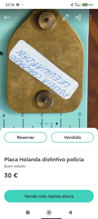 Placa Policía Holanda Antigua Leeuwarden