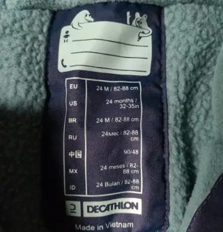 Buzo infantil Wedze azul 24m