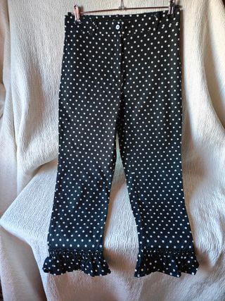 Pantalón talla 40 negro estampado lunares