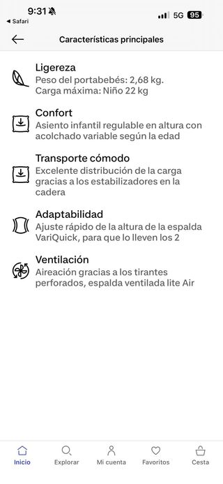 Mochila Portabebés Excursiones