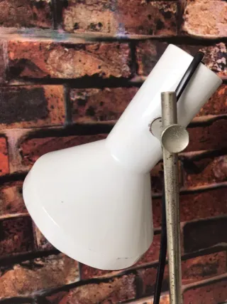 Lampada da tavolo vintage bianca abat-jour metallo