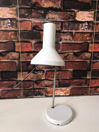 Lampada da tavolo vintage bianca abat-jour metallo