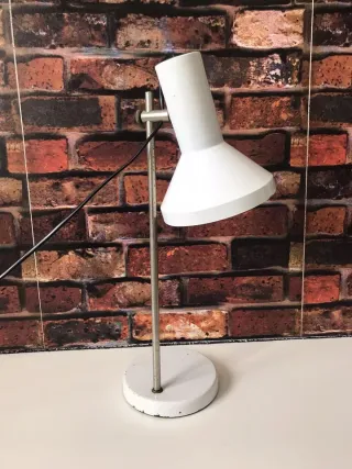 Lampada da tavolo vintage bianca abat-jour metallo