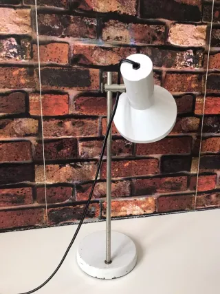 Lampada da tavolo vintage bianca abat-jour metallo
