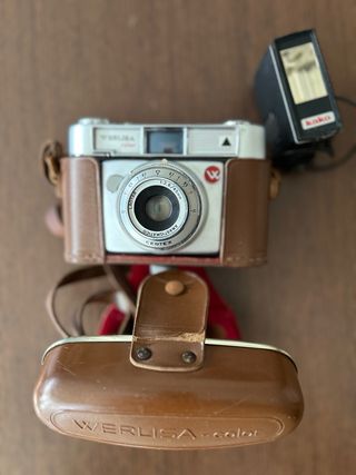 Lote vintage: camara werlisa,flasch y filtros