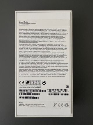 iPhone 13 mini colore nero nella sua confezione originale