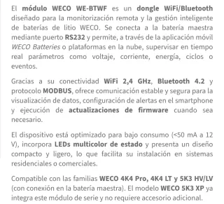 Adaptador WiFi para Batería Solar Weco