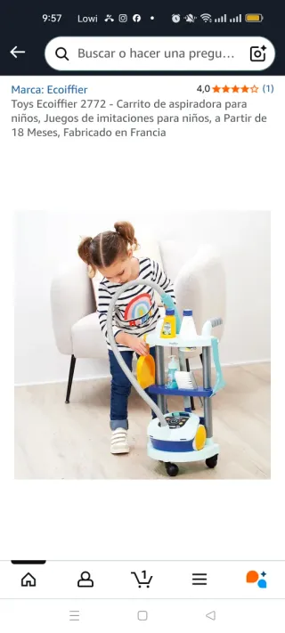 Carro limpieza juguete con aspiradora.kit limpieza