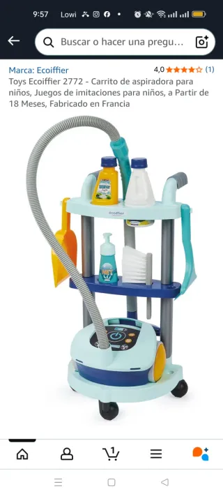 Carro limpieza juguete con aspiradora.kit limpieza