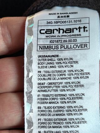 Chaqueta Carhartt Nimbus Pullover Hombre