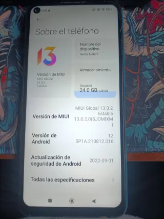 Xiaomi Redmi Note 9 Negro/Verde azulado