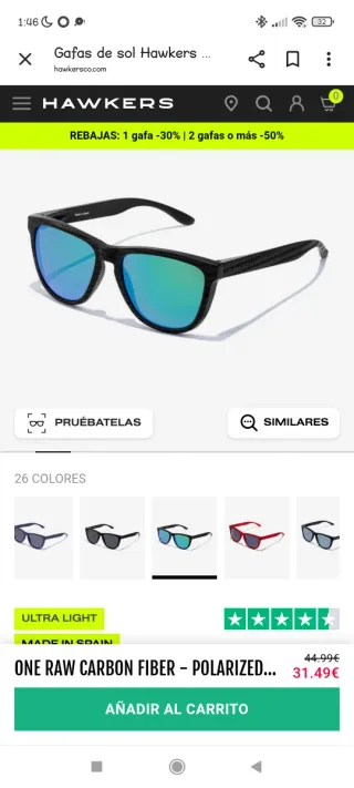 Gafas Hawkers Nuevas Negro Verde