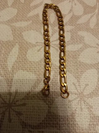 Pulsera Figaro Acero Inoxidable Dorada