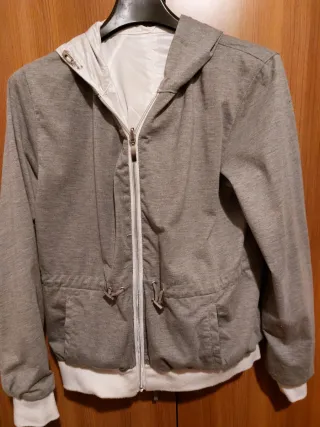 Giubbino donna mezza stagione grigio/bianco