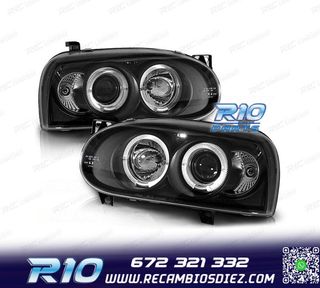 FAROS VOLKSWAGEN VW GOLF 3 OJOS ANGEL FONDO NEGRO H1 H1
