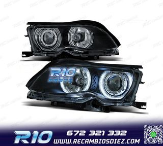 FAROS BMW E46 4 PUERTAS 01-05 OJOS ANGEL CCFL FONDO NEGRO