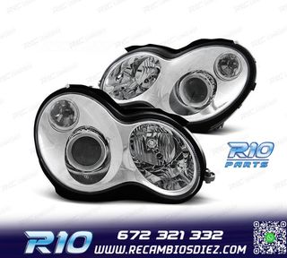 FAROS MERCEDES CLASE C SPORT COUPE C203 01-04 FONDO CROMO