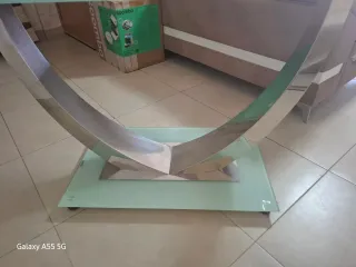 Mesa de centro cristal y metal