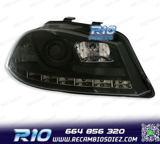 FAROS SEAT IBIZA CORDOBA 6L 02-08 LUZ DIURNA LED FONDO NEGRO