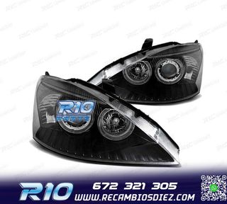 FAROS OJOS ANGEL PARA FORD FOCUS 01-04 FONDO NEGRO