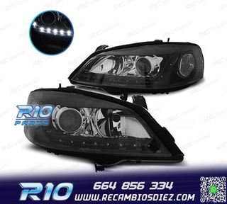FAROS LUZ DIURNA LED OPEL ASTRA G 97-04 FONDO NEGRO