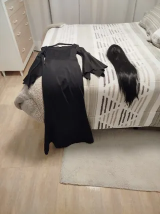 Traje Morticia Addams Talla S + Peluca