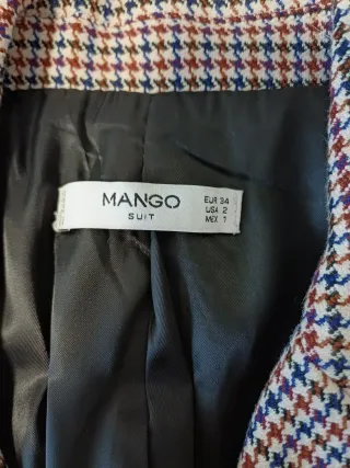 Americana Mango Talla 34 Cuadros