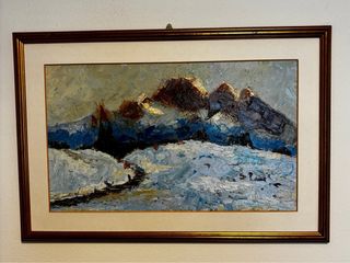 Dipinto olio montagne innevate