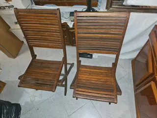 Set 2 sdraiette legno e tessuto e 2 sedie legno