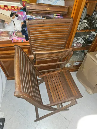 Set 2 sdraiette legno e tessuto e 2 sedie legno