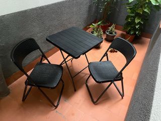 Mesa y 2 Sillas Plegables Exterior