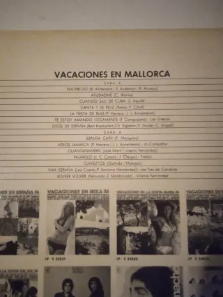Vinilo LP Vacaciones en Mallorca 1974