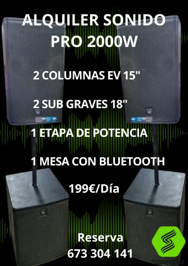 Alquiler equipo de sonido 2000w